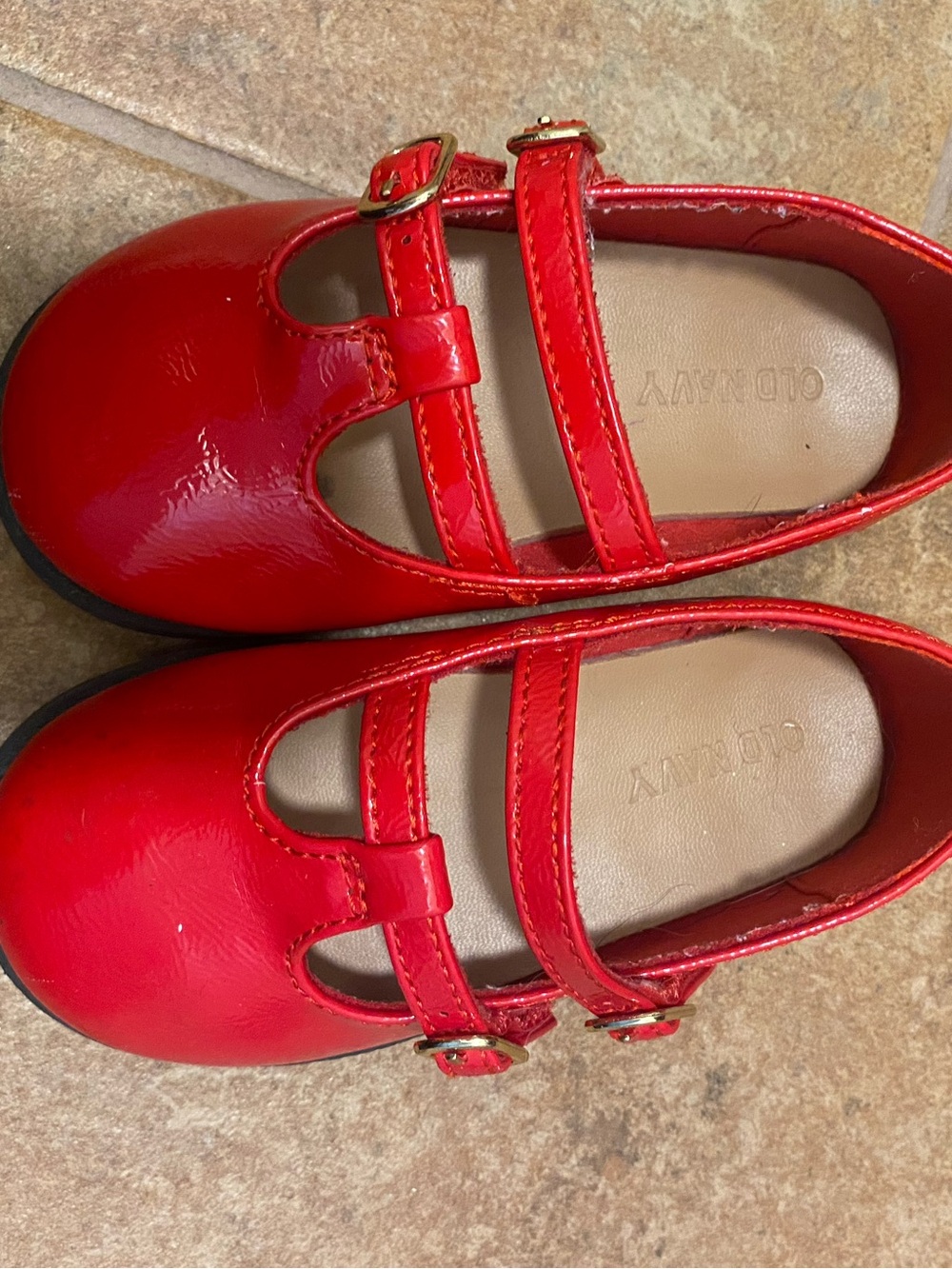 Old Navy Red Patent Double-Strap T-Strap Dress Shoes